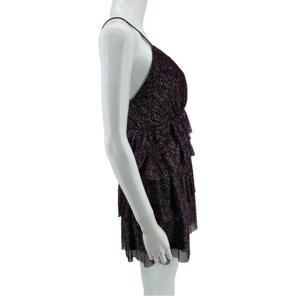 Lulus Dress Women Size Small Glowing Gorgeous Mini Magenta Metallic Tiered NWT - Picture 6 of 6